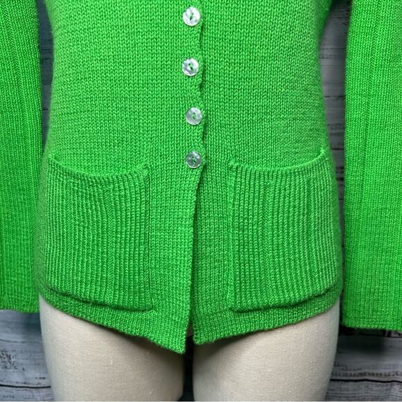 Marisa Christina Medium 100% Pure Wool Green Cardigan Vintage Sweater - Picture 6 of 11